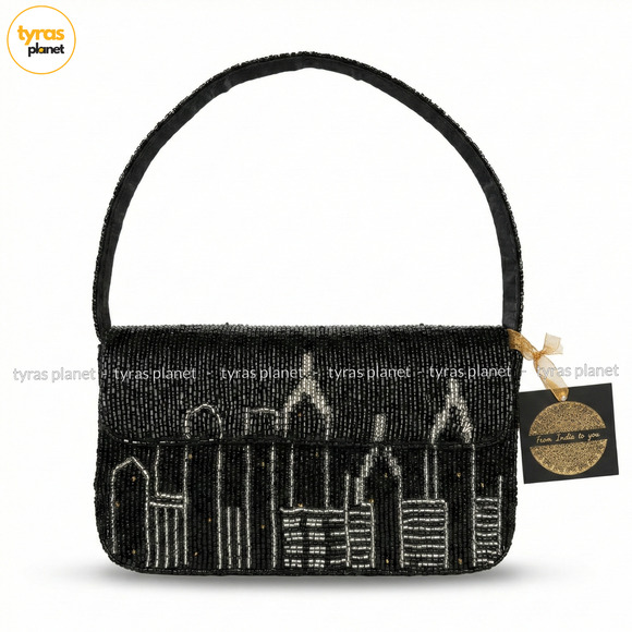 Unbranded Handbags - New York City Skyline Beaded Shoulder Hand Bag City Views Viral Made in India